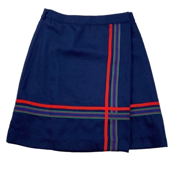Vineyard Vines Wool Skirt Stripes Navy Wrap 2 Ribbon - Picture 1 of 5